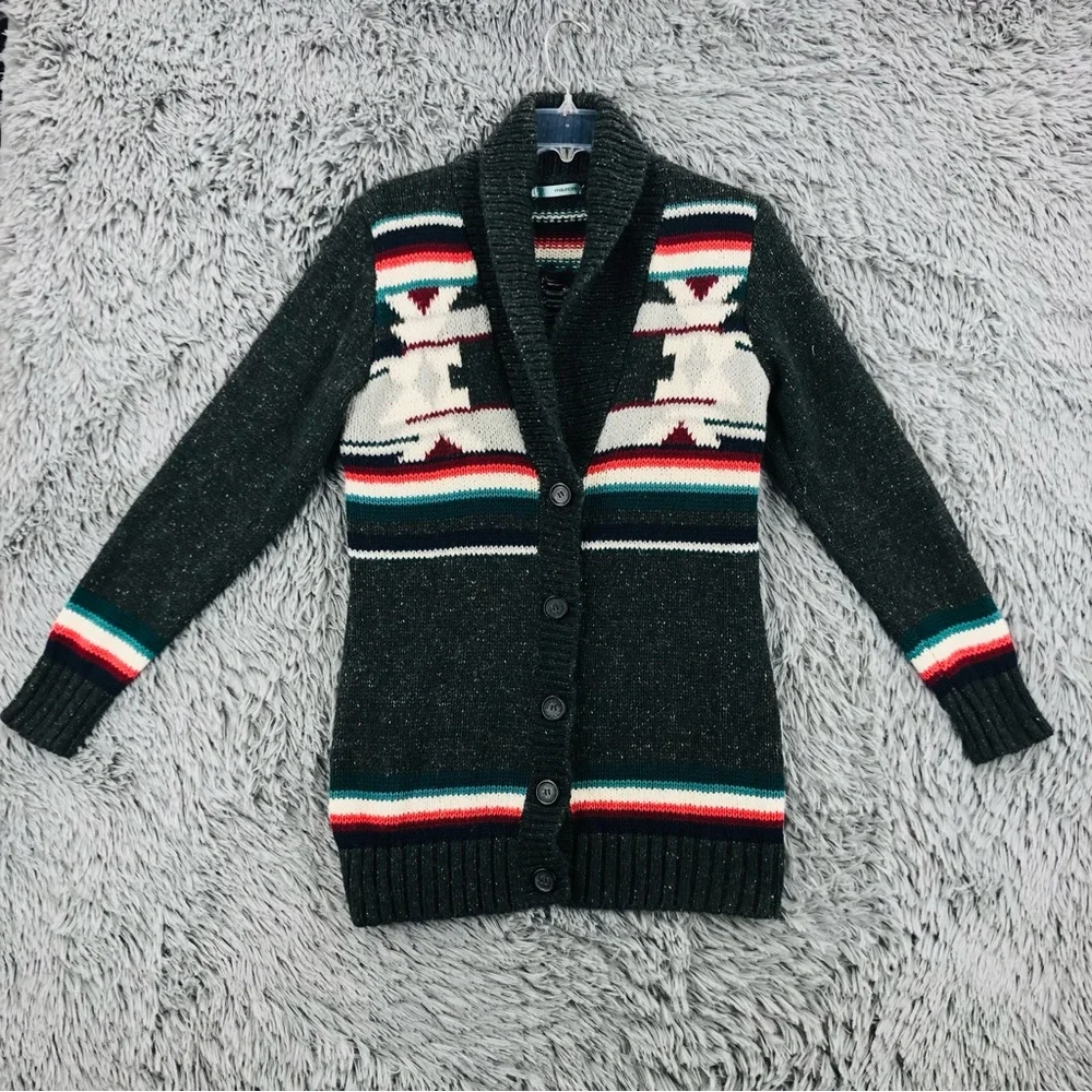 Maurices Sweater Cardigan Womens Large Wool Blend Southwestern Aztec Long Sleeve